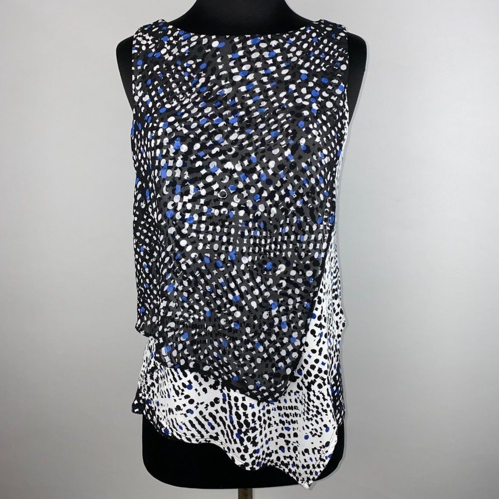 White House Black Market S Patterned Asymmetric Tiered Layered Tank Top